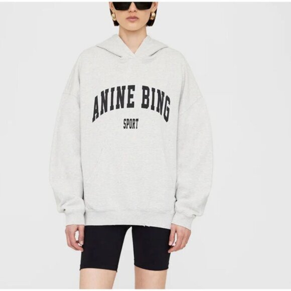 Anine Bing Harvey Sweatshirt in Heather Gray Size XL Oversized Comfy Cozycore - Picture 1 of 10
